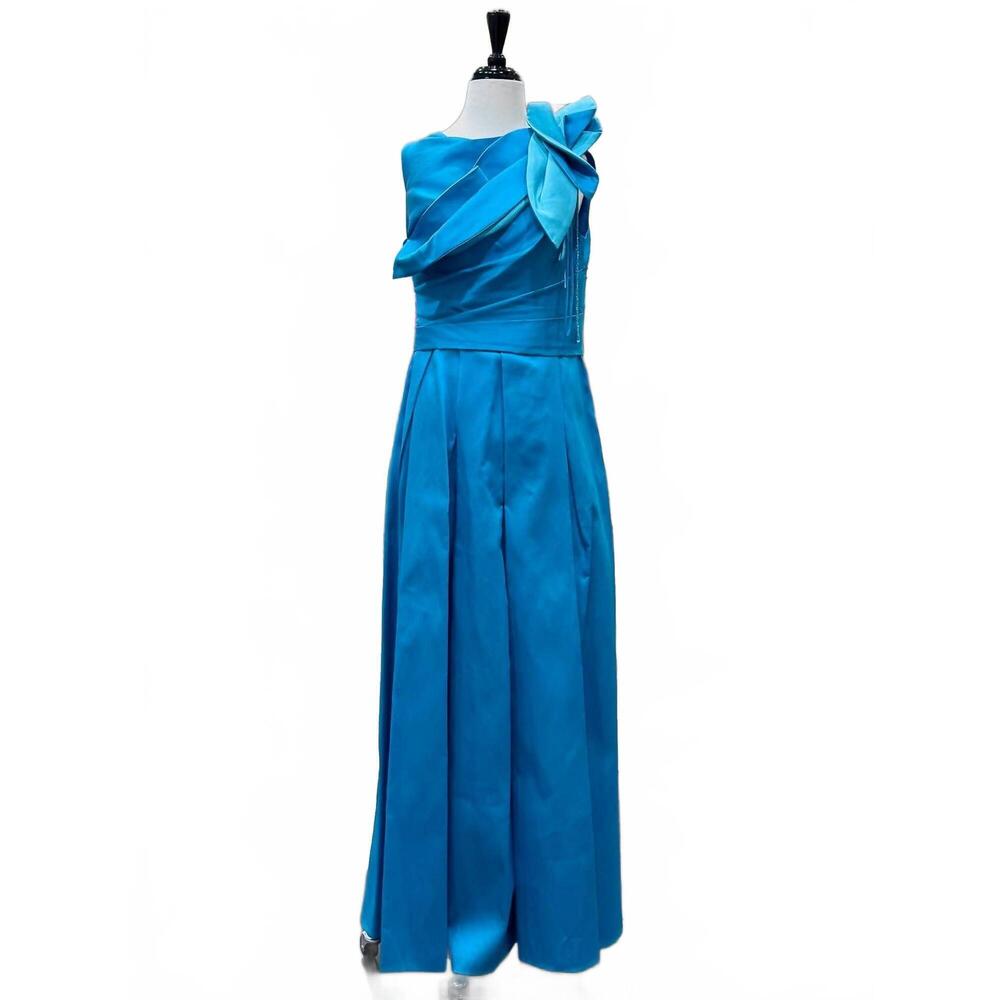 NEW TALBOT RUNHOF women's flower evening ballgown in blue